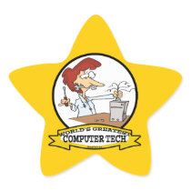 WORLDS GREATEST COMPUTER TECH WOMEN CARTOON STAR STICKERS