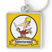 WORLDS GREATEST CONSTRUCTION WORKER CARTOON KEY CHAIN