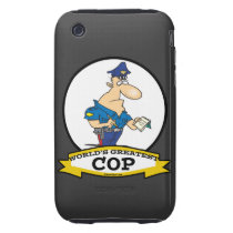 WORLDS GREATEST COP MEN CARTOON TOUGH IPHONE 3 COVER