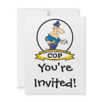 WORLDS GREATEST COP MEN CARTOON PERSONALIZED INVITATION