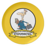 WORLDS GREATEST COUNCIL MEN CARTOON PLATE