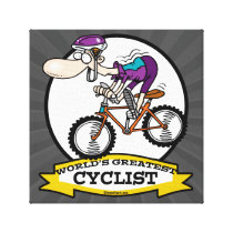 WORLDS GREATEST CYCLIST MEN CARTOON CANVAS PRINT