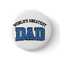 Worlds Greatest Dad Button Plaid