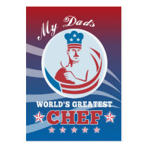 World's Greatest Dad Chef Greeting Card Poster Business Cards