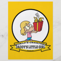 WORLDS GREATEST DADDYS LITTLE GIRL CARTOON FULL COLOR FLYER