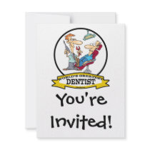 WORLDS GREATEST DENTIST MEN CARTOON PERSONALIZED INVITE
