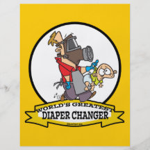 WORLDS GREATEST DIAPER CHANGER DAD CARTOON FLYER DESIGN