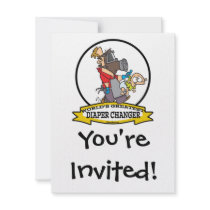WORLDS GREATEST DIAPER CHANGER DAD CARTOON INVITATION