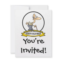 WORLDS GREATEST DIRTY OLD MAN CARTOON PERSONALIZED INVITE