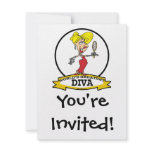 WORLDS GREATEST DIVA WOMEN CARTOON PERSONALIZED INVITE