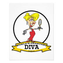 WORLDS GREATEST DIVA WOMEN CARTOON CUSTOM ANNOUNCEMENT