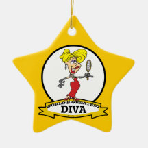 WORLDS GREATEST DIVA WOMEN CARTOON ORNAMENT
