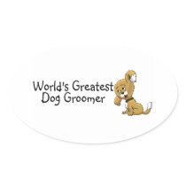 Worlds Greatest Dog Groomer Oval Sticker