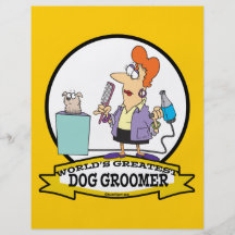 WORLDS GREATEST DOG GROOMER WOMEN CARTOON CUSTOM FLYER