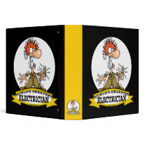 WORLDS GREATEST ELECTRICIAN MEN CARTOON 3 RING BINDERS
