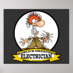 WORLDS GREATEST ELECTRICIAN MEN CARTOON posters