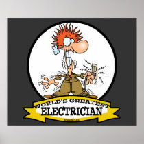 WORLDS GREATEST ELECTRICIAN MEN CARTOON POSTER