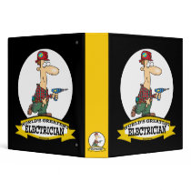 WORLDS GREATEST ELECTRICIAN MEN II CARTOON 3 RING BINDER