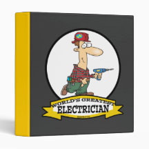WORLDS GREATEST ELECTRICIAN MEN II CARTOON VINYL BINDER