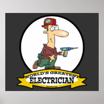 WORLDS GREATEST ELECTRICIAN MEN II CARTOON POSTER