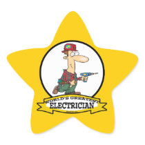 WORLDS GREATEST ELECTRICIAN MEN II CARTOON STAR STICKERS