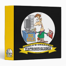 WORLDS GREATEST ELECTRONICS SALESMAN CARTOON VINYL BINDERS