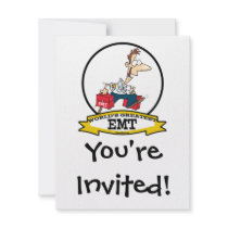 WORLDS GREATEST EMT MEN CARTOON CUSTOM INVITATIONS