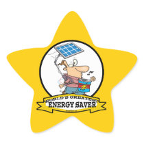 WORLDS GREATEST ENERGY SAVER MEN CARTOON STAR STICKER