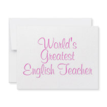 Worlds Greatest English Teacher Pink Custom Invite