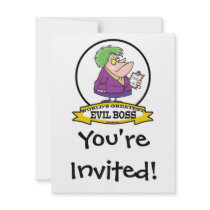 WORLDS GREATEST EVIL BOSS LADY CARTOON INVITES