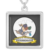 WORLDS GREATEST EXTERMINATOR MEN CARTOON PERSONALIZED NECKLACE