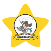 WORLDS GREATEST EXTERMINATOR MEN CARTOON STAR STICKER