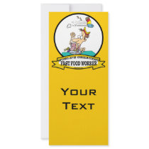 WORLDS GREATEST FAST FOOD WORKER CARTOON CUSTOM RACK CARD