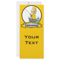 WORLDS GREATEST FISHERMAN MEN CARTOON CUSTOM RACK CARDS
