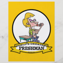 WORLDS GREATEST FRESHMAN GIRL CARTOON PERSONALIZED FLYER