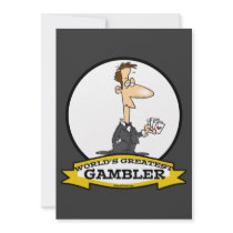 WORLDS GREATEST GAMBLER MEN CARTOON CUSTOM INVITES
