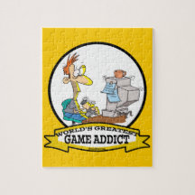WORLDS GREATEST GAME ADDICT CARTOON JIGSAW PUZZLES