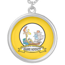 WORLDS GREATEST GAME ADDICT CARTOON NECKLACES