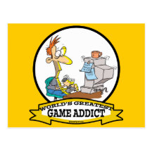 WORLDS GREATEST GAME ADDICT CARTOON POSTCARDS