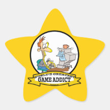 WORLDS GREATEST GAME ADDICT CARTOON STICKER