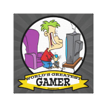 WORLDS GREATEST GAMER II CARTOON GALLERY WRAPPED CANVAS