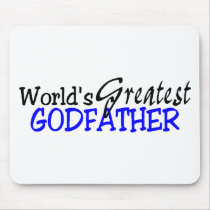 Worlds Greatest Godfather Blue Black Mouse Pads