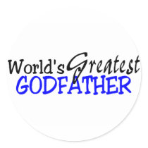 Worlds Greatest Godfather Blue Black Round Stickers