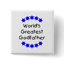 World's Greatest Godfather (blue stars) Pinback Button