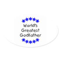 World's Greatest Godfather (blue stars) Oval Sticker