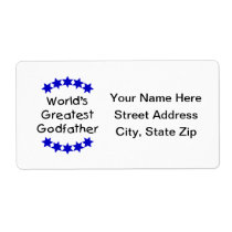 World's Greatest Godfather (dk. blue stars) Personalized Shipping Label