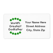 World's Greatest Godfather (green stars) Shipping Label