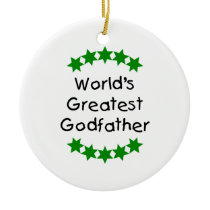 World's Greatest Godfather (green stars) Christmas Ornaments