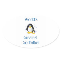 World's Greatest Godfather (penguin) Oval Stickers
