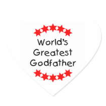 World's Greatest Godfather (red stars) Heart Sticker